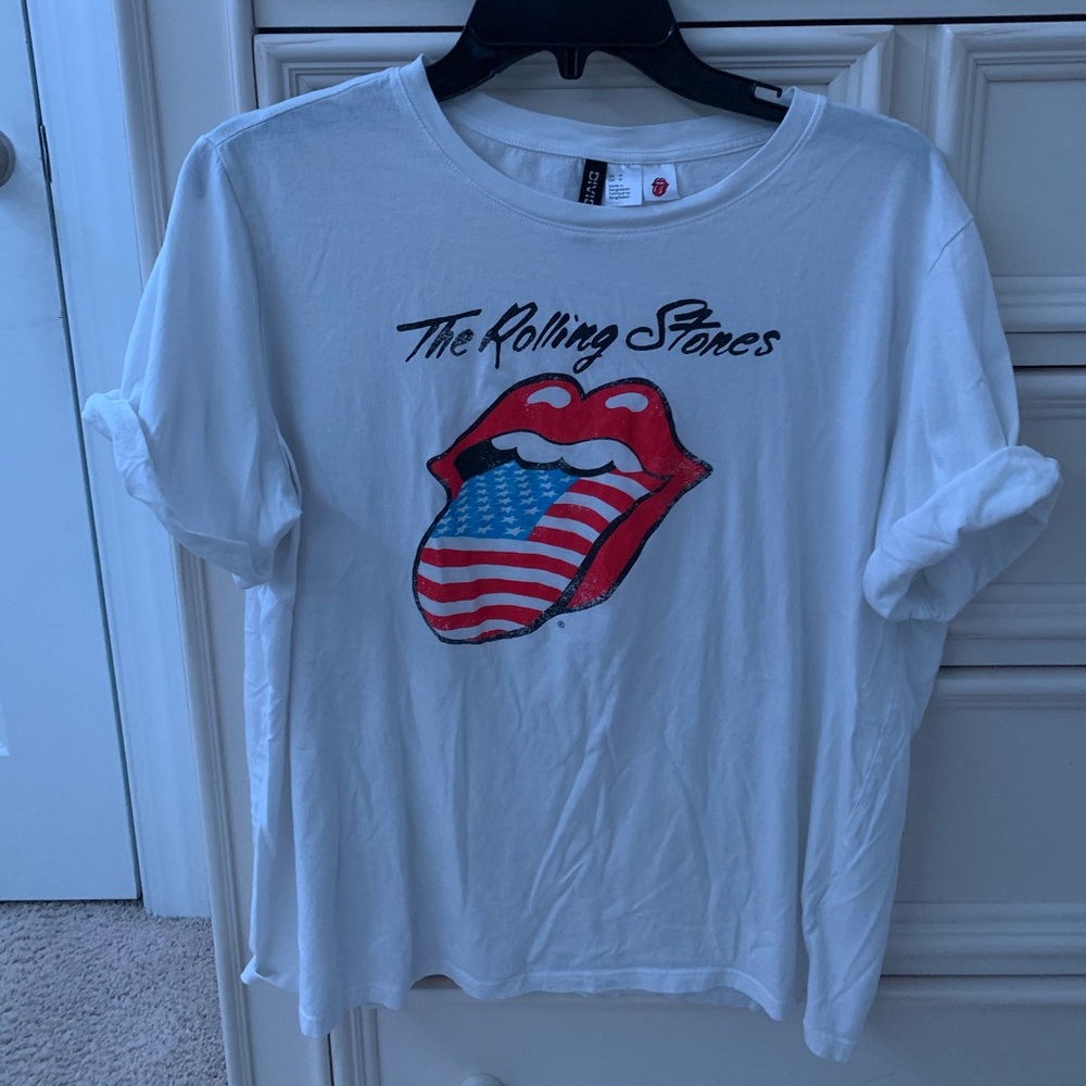 rolling stones white H&M tee